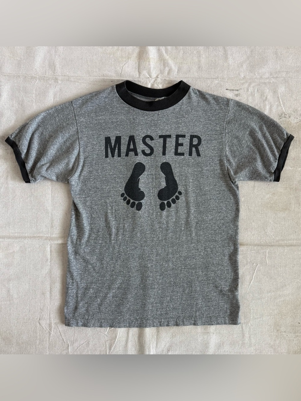 Masters Heather Gray Ringer Tee with Black Graphic
